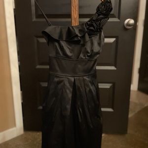 Formal Black Cocktail Satin Dress